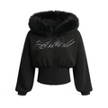 Women’s Fur Zip Jacket – Signature Embroidery on Chest