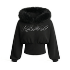 Women’s Fur Zip Jacket – Signature Embroidery on Chest